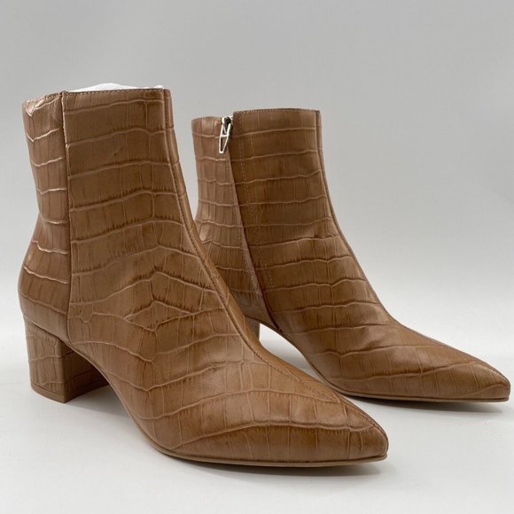 Dolce Vita Women’s Bel Booties Cafe Croc Croco Print Leather Tan sz 9.5 - Picture 2 of 8